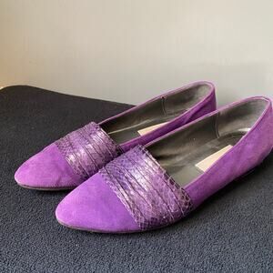 Nordstrom Vintage Purple Women's 10N Vibram Flats Fuchsia Faux Suede Retro